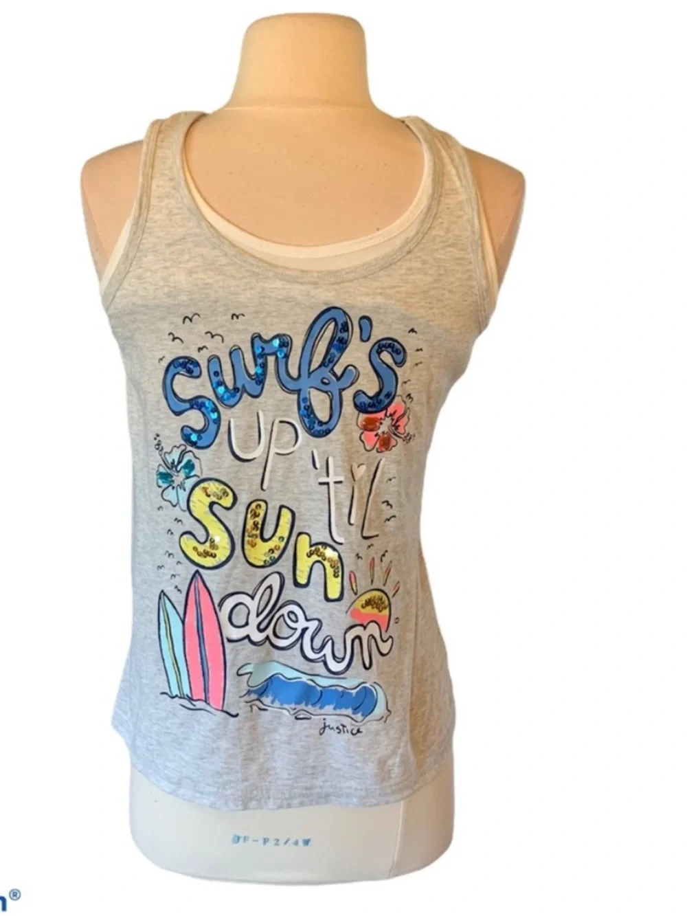 Justice Top Graphic Tank Girls fits 14 Beach Tee